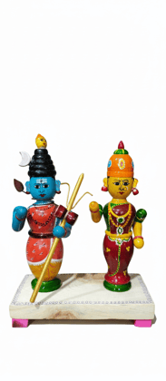 Handcrafted Wooden Dolls: Indian Gods & Goddesses - Home Decor & wooden shiva parvathi set