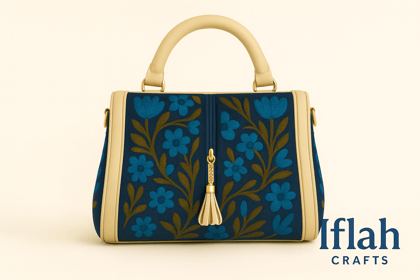 Iflah CRAFTS Floral Embroidered Handbag with Tassel Charm