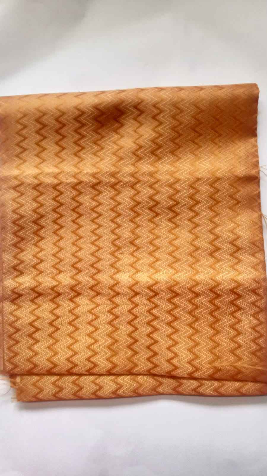 Orange Zigzag Design Unstitched Blouse Piece – 1 Meter Soft Silk Look Fabric for Saree