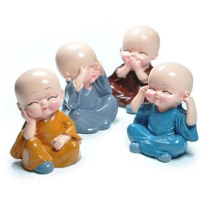 Baby Buddha 4Pc And Ahowpiece Used For House, Office, And Official Decoration's Monk Set