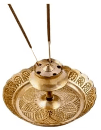 Mii Art Brass Incense Stick Holder Stand | Agarbatti | Batti Stand | Plate | Dhup | Dhoop Best for Puja with 5 Holes(Size-7 cm) Pack of 1pcs.