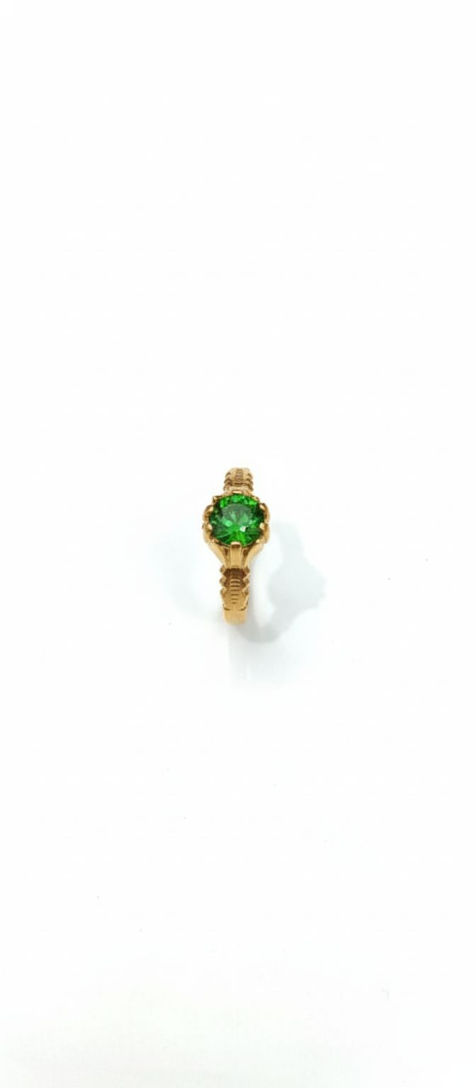 Kundan Bloom Gold Finger Ring(green stone)