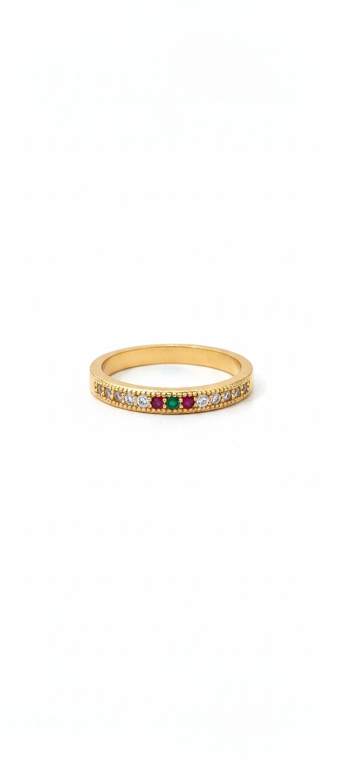  Stacking Ring(Three-Stone Color Accent)