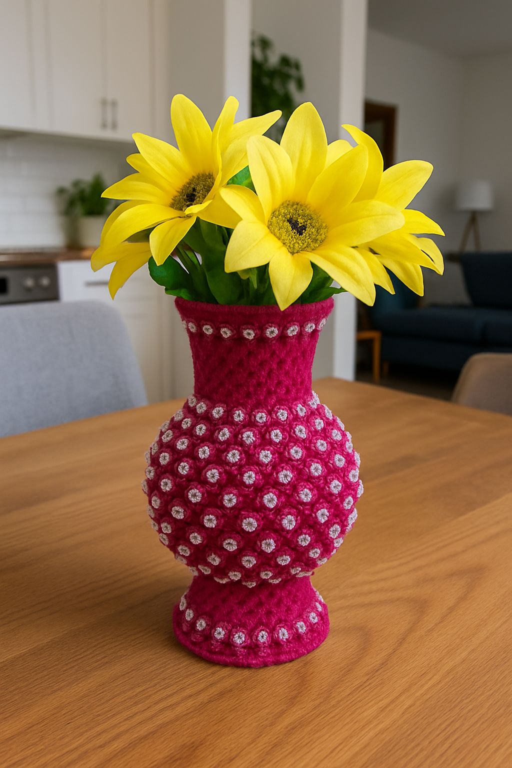 Pink Beaded Decorative Flower Vase