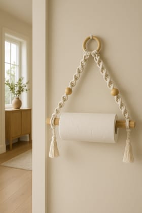 Macrame Wooden Paper Holder Macrame Wooden Paper Holder