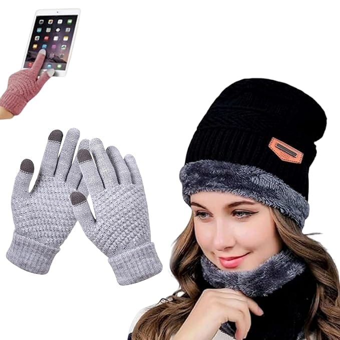 Winter Hat & Gloves Set | Beanie and Gloves Set For Women | Stylish Winter Wardrobe Addition | Ideal for Outdoor Adventures and Cold Weather Protection