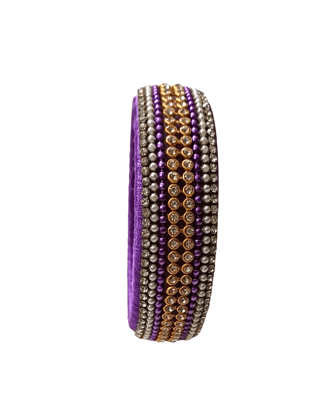 Purple Silk Thread Bangle with Stone Work