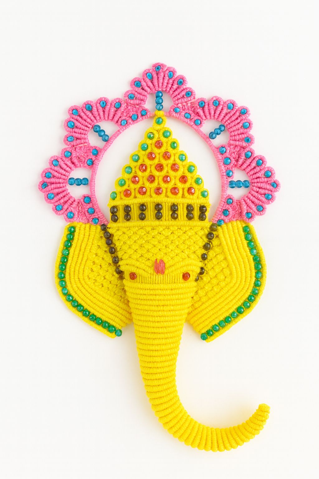 Auspicious Aura – Ganesha Wall Hanging (Handcrafted Cord & Bead Art)