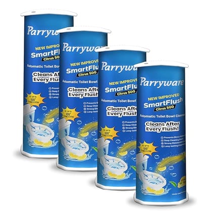 Parryware SmartFlush In-Cistern Automatic Toilet Bowl Cleaner - Citrus 500 I PACK OF 4 I Lasts upto 600* Flushes | 99.9% Disinfection | Cleans after every flushes | FCSF0103