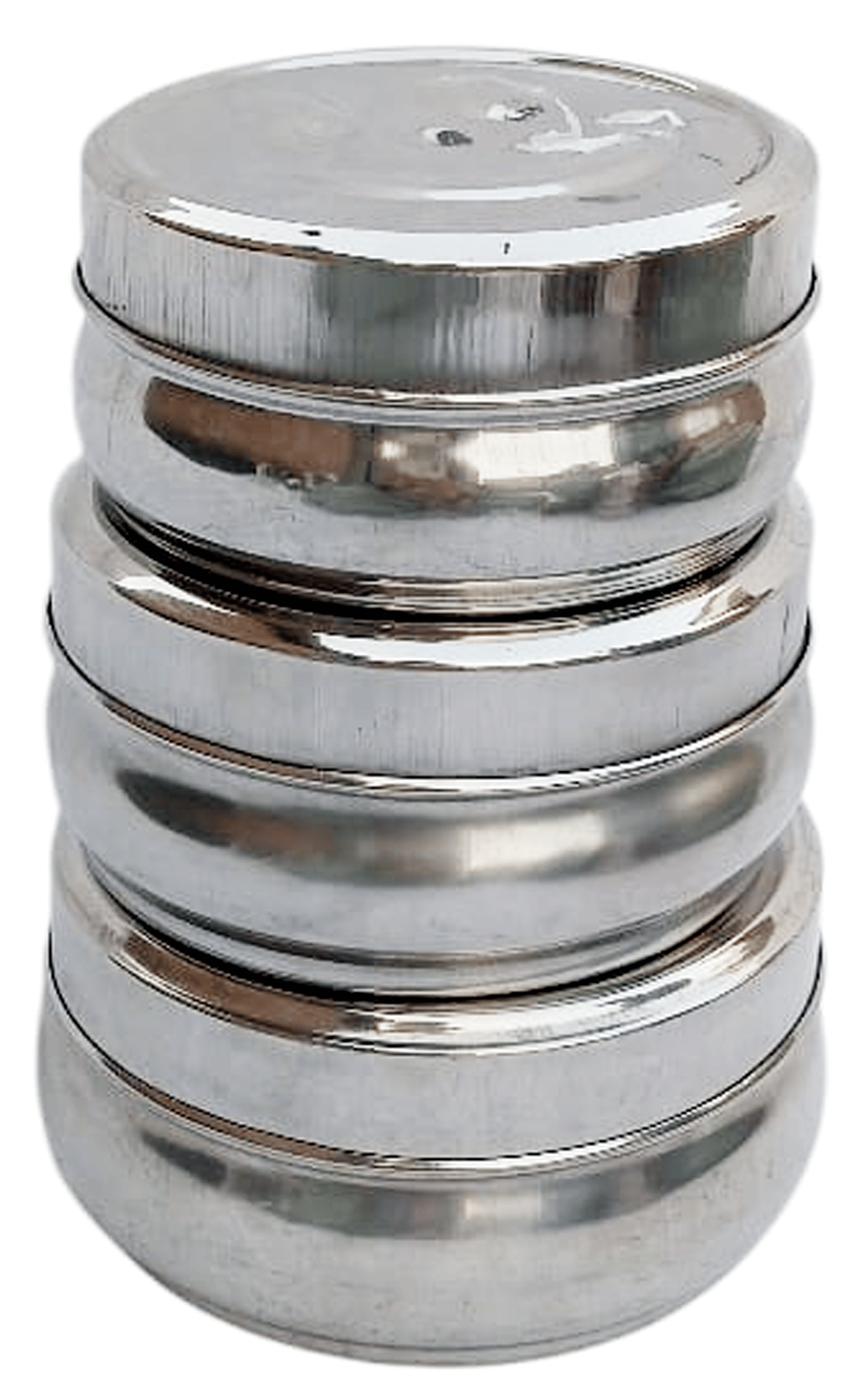 Mii Art brand Stainless Steel 3-Piece Set Floral Design Belly Shape Puri Dabba, Storage Containers for Puri, Snacks, Food, Durable Quality Tiffin Dabba for Daily Use.(size-17 cm)