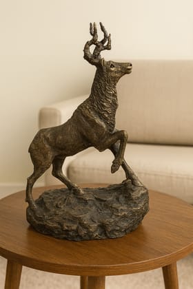 Bronze Stag Sculpture - Handcrafted Animal Statue
