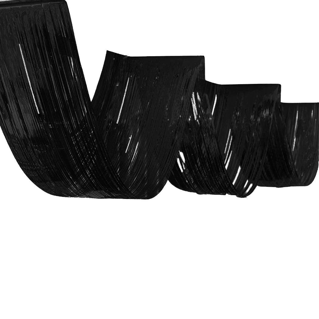 Black Curved Effect Foil Curtain for Ceiling Decoration - 15FT X 1 FT - 1PC