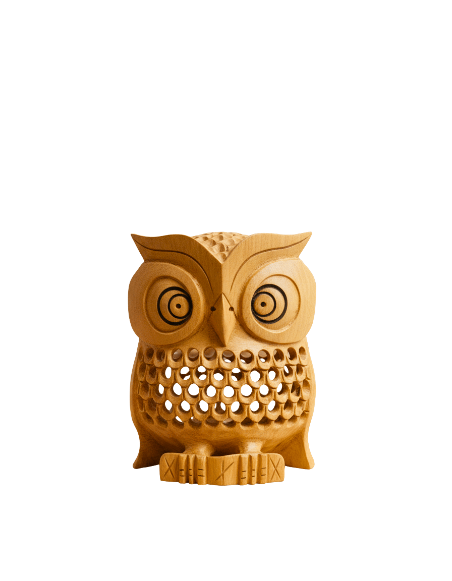 Wooden owl undercut 10 cm. Home decor showpiece