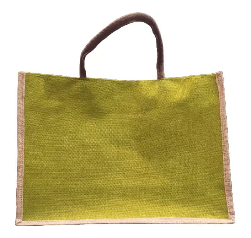 Jute Tote Bag with Brown Handles