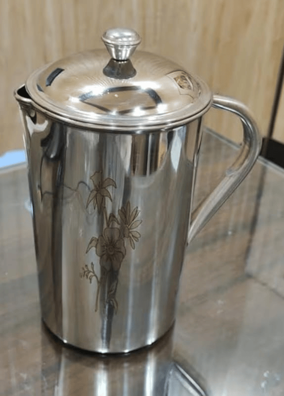 Mii Art Stainless Steel Water Jug with Lid | 2 Litre Water Pitcher | Serve Jug for Water, Juice & Beverages.Home, Rust-Resistant, Durable & Easy to Clean (Size - 25 cm) Pack of 1