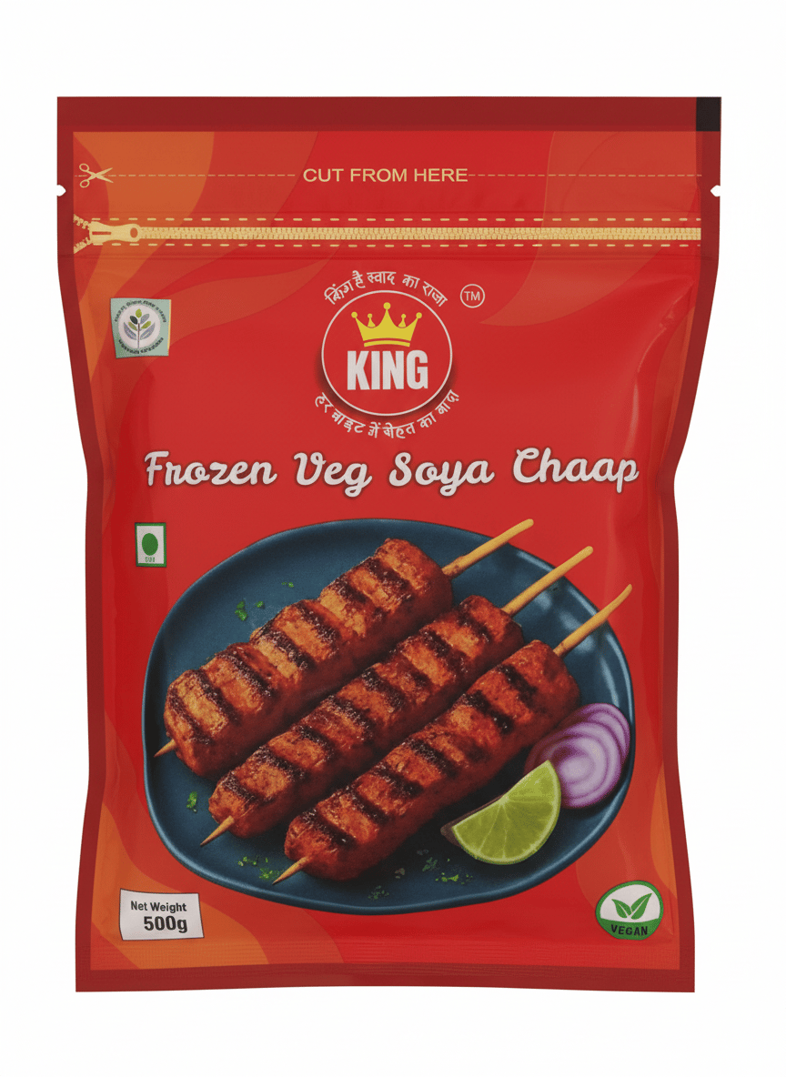 KING Frozen Veg Soya Chaap, 500g - Delicious & Nutritious Vegan Skewers