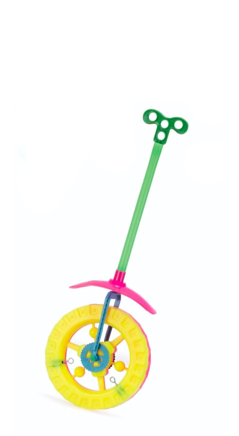 Nawani Plastic Single Wheel Push Run Toy with Handle and Two Lights on Wheel.