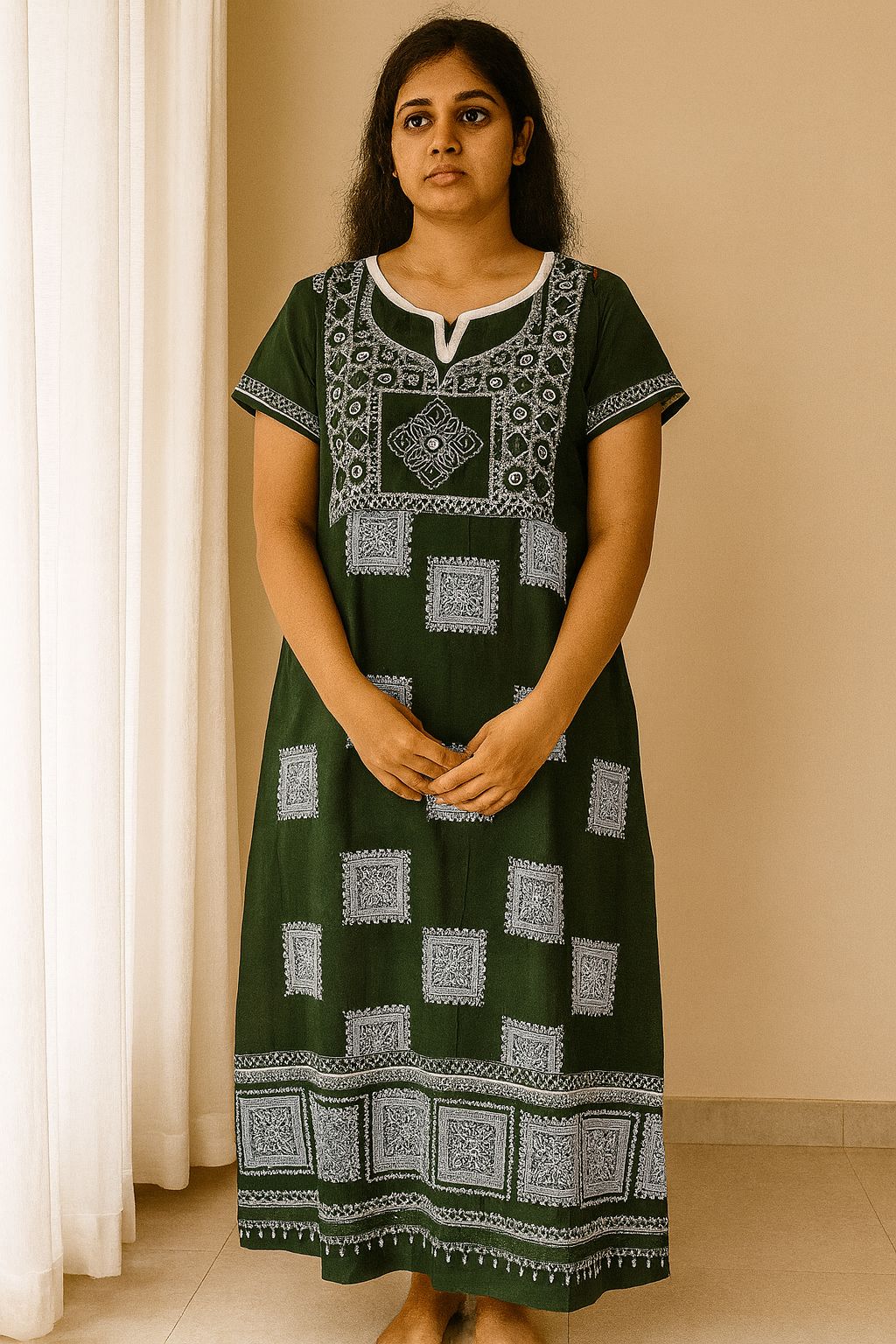 Forest Mosaic Handblock Nighty