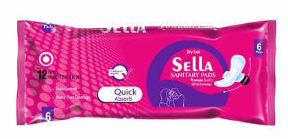 Sella Dry Feel XL Sanitary Pads with SAP Gel Technology, 12 Hr Protection, 6 Count Sella Dry Feel XL Sanitary Pads with SAP Gel Technology, 12 Hr Protection, 6 Count