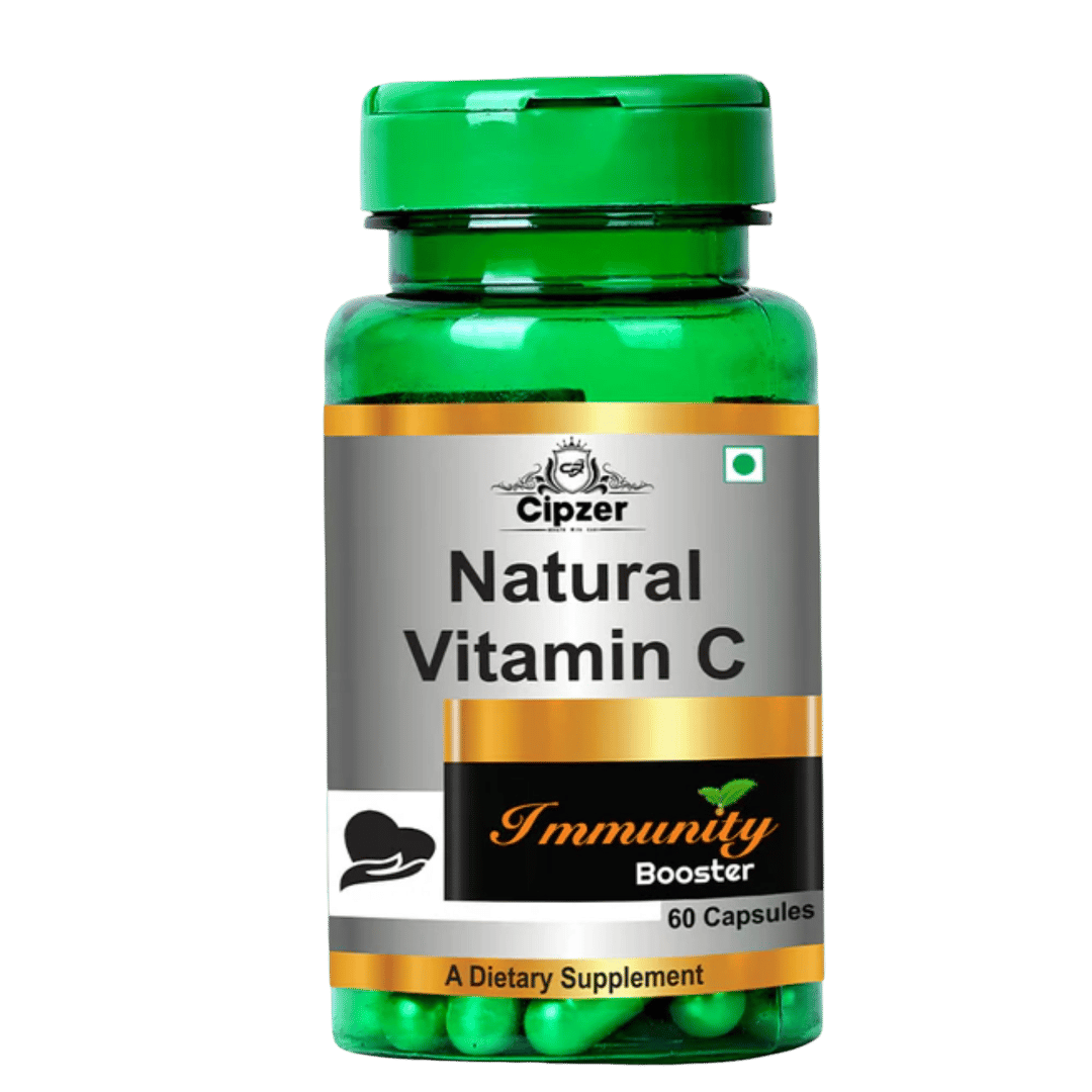 Cipzer Natural Vitamin-C (60 Capsules): For Skin Health, Antioxidant Power, and Wellness