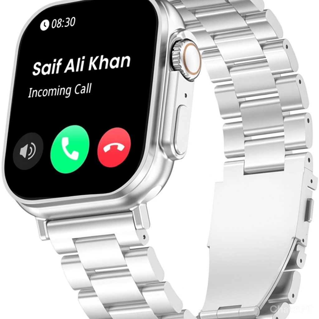 T800 Ultra Metal Silver Smartwatch with Bluetooth, Fitness & Heart Rate Tracking Smartwatch  (Silver Metal Strap, Free Size)