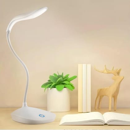 Plastic LED Study Lamp Rechargeable, Table Lamp for Study Room, Desk Lamp Light with 3 Brightness Levels, Portable USB Table Light,Study Table Lamp for Students,Reading & Work at Home,White