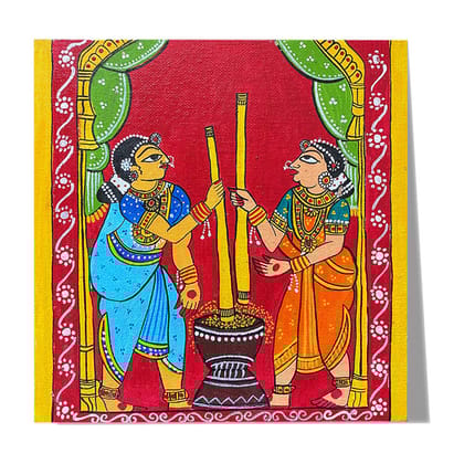 Cheriyal Painting on MDF Square Board DIY Kit by Penkraft