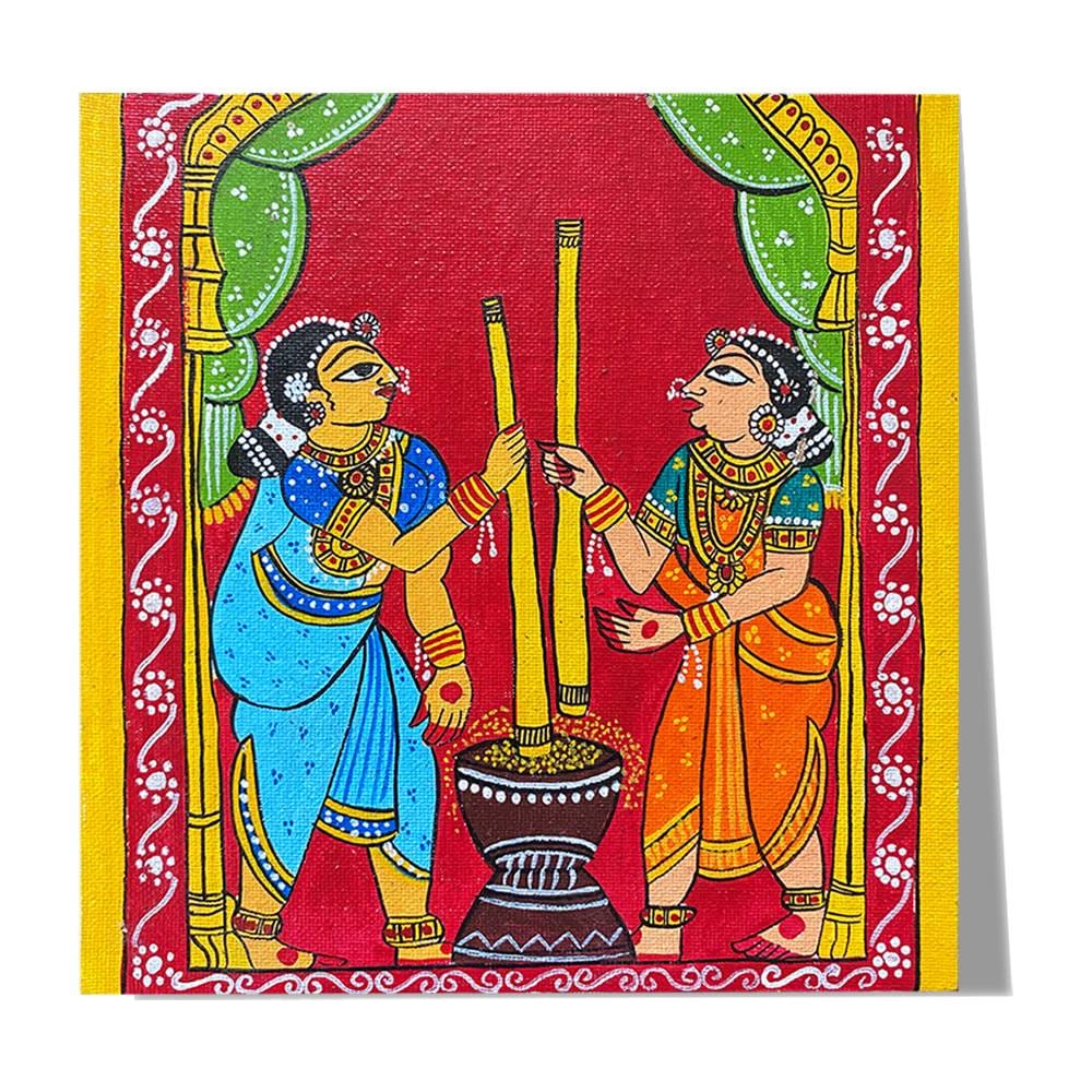 Cheriyal Painting on MDF Square Board DIY Kit by Penkraft