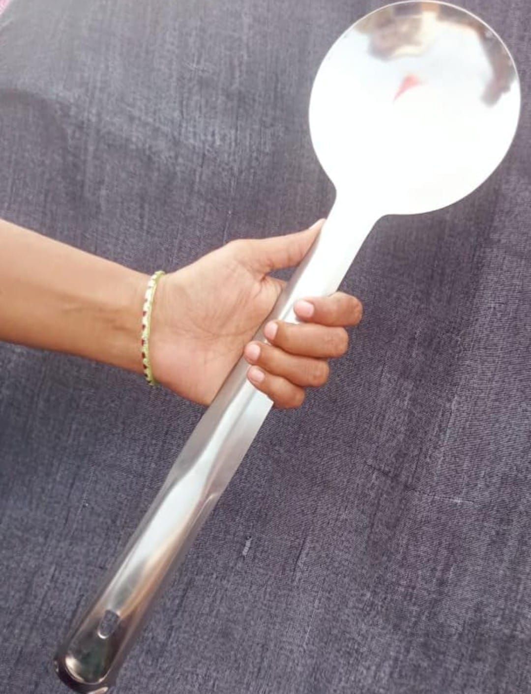 Mii Art stainless steel Spoon Kitchen Tools(Food Grade) Heavy Gauge Elite Skimmer/Poni/Deep Fry Jhara/Jharni for Frying and Straining Puris/Nuggets/Rice/Pakodas (Size 42 cm) pack of 1 pcs.