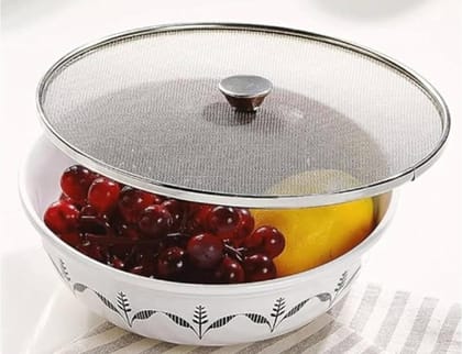 Mii Art Steel Stainless Net Cover Jali| pack of 1pcs (small 21 cm| Milk Net Lids/Tope/Chiba | Suitable For Pots/Pan/Kadhai/Bowls | Strong & sturdy Handle | Multipurpose Lid.