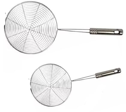 Mii Art Stainless Steel Skimmer Spoon with Long Handle for Frying, Draining midium and smoll size pack of 2 pcs Mii Art Stainless Steel Skimmer Spoon with Long Handle for Frying, Draining midium and smoll size pack of 2 pcs