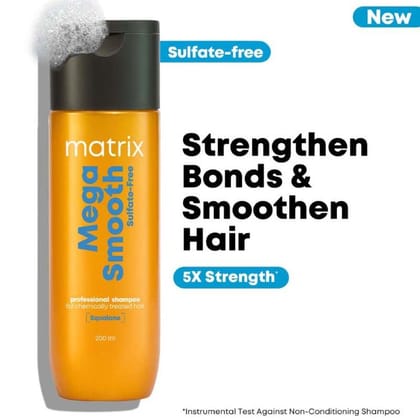 Matrix Mega Smooth Sulfate-free Shampoo, Gentle Cleansing & Bond Repair, Safe for Treated Hair (200ml)
