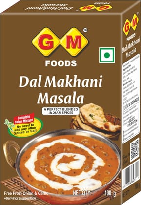GM Foods Dal Makhani Masala 100g (Pack of 1) | Authentic Indian Style Spice Mix | Rich & Creamy Flavour | No Onion & Garlic | Easy to Cook | Ready to Use Masala for Restaurant-Style Dal at Home GM Foods Dal Makhani Masala 100g (Pack of 1) | Authentic Indian Style Spice Mix | Rich & Creamy Flavour | No Onion & Garlic | Easy to Cook | Ready to Use Masala for Restaurant-Style Dal at Home