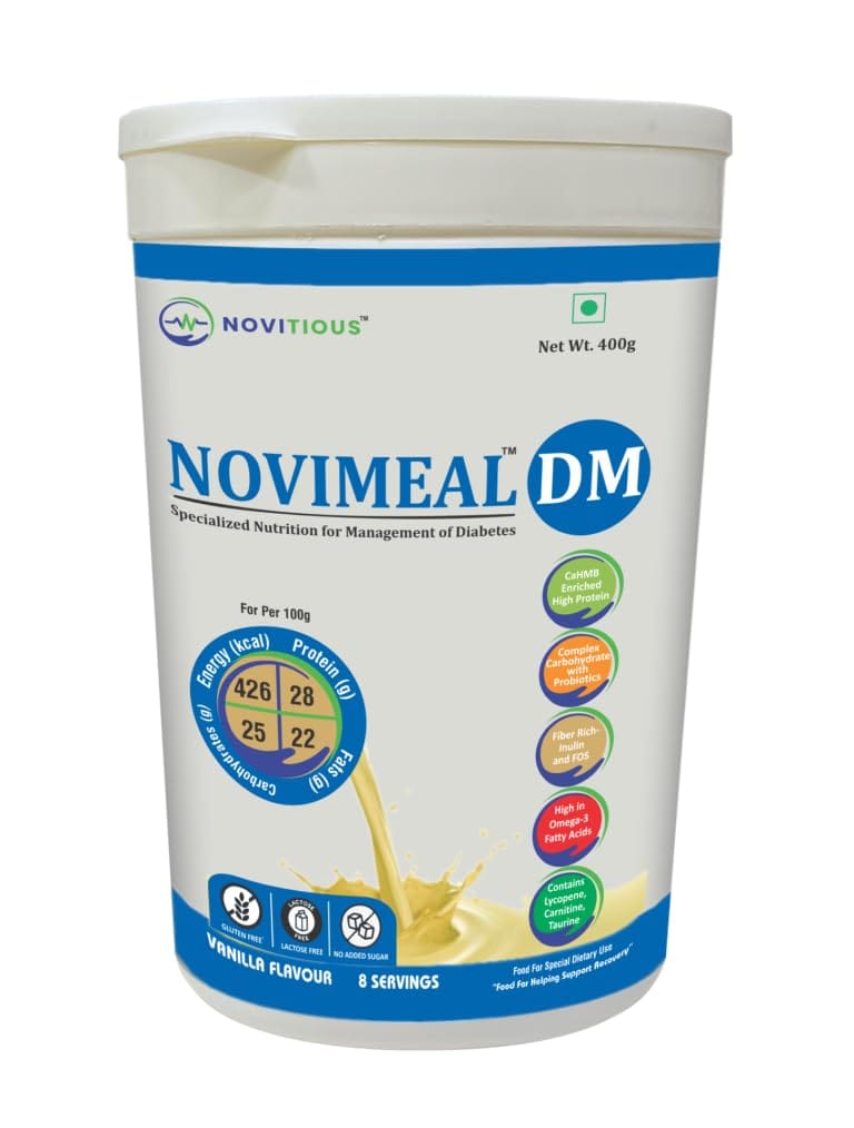 Novimeal DM Diabetes Management Nutritional Powder | High Protein, Modified Carbohydrates, Vanilla Flavour – 400g