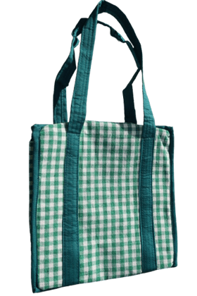 Green Checkered Insulated Lunch Bag with Plastic Lunch Box – Reusable, Portable, Leak-Resistant for Office, School & Travel