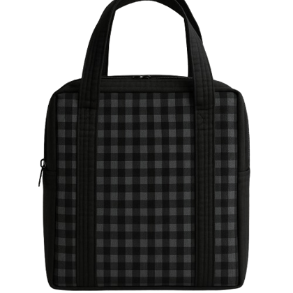 Black Insulated Lunch Bag with Double Zip & Plastic Lunch Box | Office, School & Travel Tiffin Combo