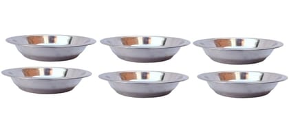 Mii Art Stainless Steel large Size Bowl/Wati/Katori with Mirror Finish – 18cm Dia, set of 6pc, 300ml Each, Silver