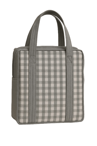 Grey Insulated Lunch Bag with Double Zip | Reusable Office & School Tiffin Carry Bag for Men, Women & Kids