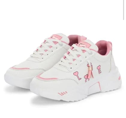 Stylish White & Pink Love Accent Women's Casual Sneakers Stylish White & Pink Love Accent Women's Casual Sneakers