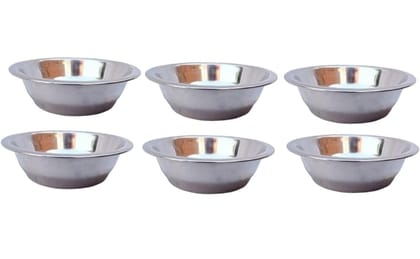 Mii Art Stainless Steel small Size Bowl/Wati/Katori with Mirror Finish –14 cm Dia, set of 6pc, 150 ML Each, Silver