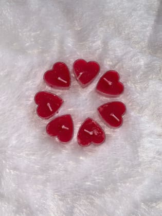 Heart-Shaped Red Wax Tea Light Candles - Set of 7