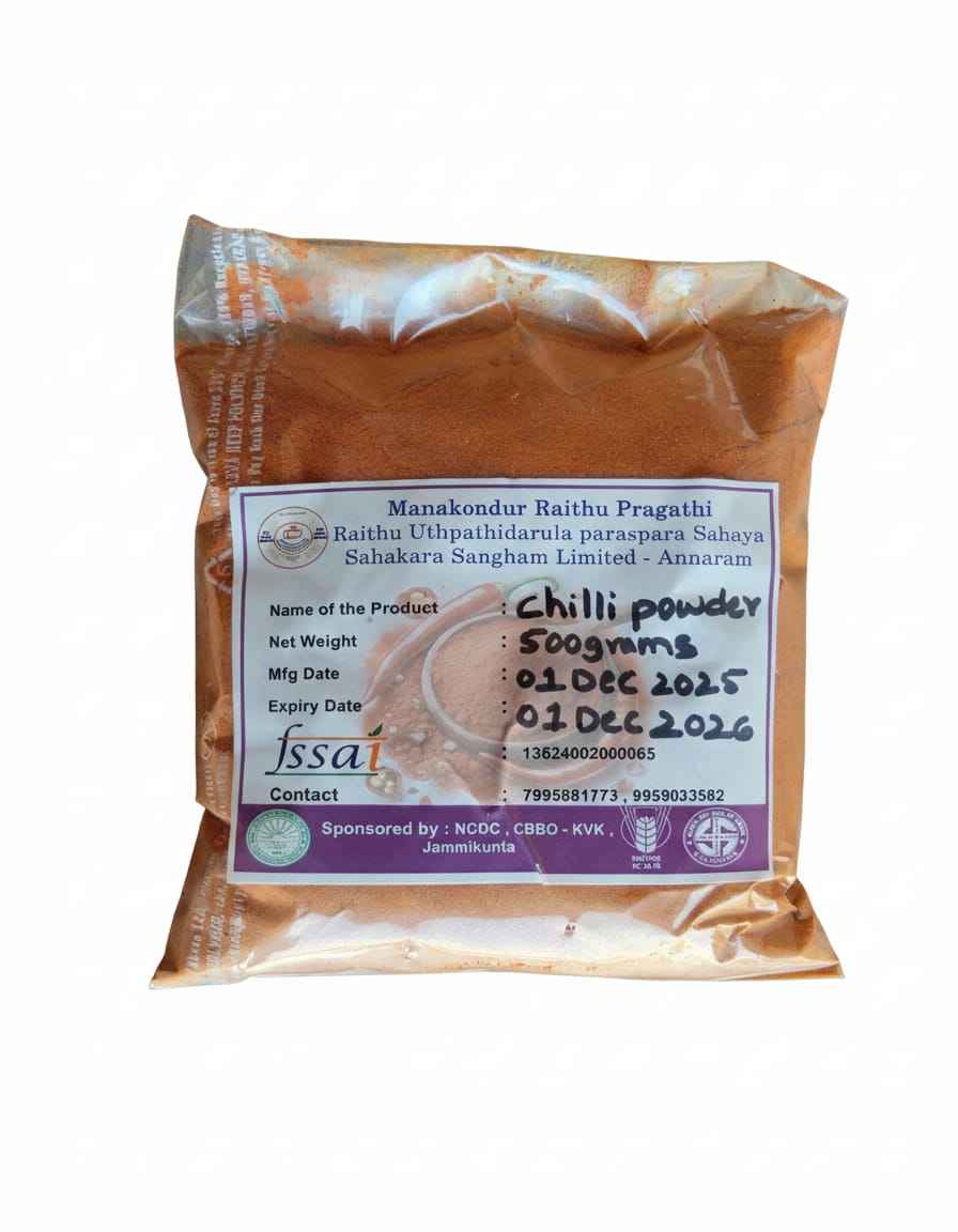 Manakondur Raithu Pragathi Premium Chilli Powder - 500g Pack, FSSAI Certified