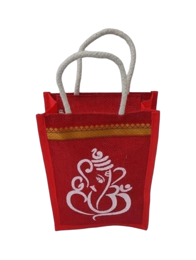 Red Mini Jute Bag For Return Gift (Red)