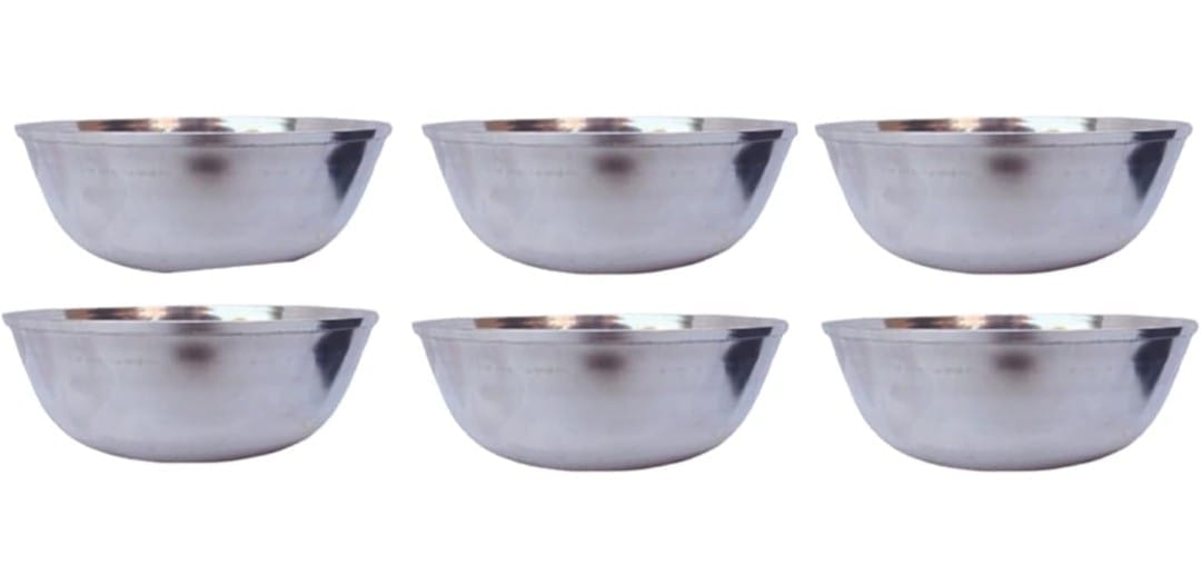 Mii Art Stainless Steel Small Size Bowl/Wati/Katori with Mirror Finish – 11cm Dia, Set of 6pc, 125ml Each, Silver