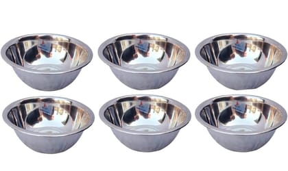 Mii Art Stainless Steel large Size Bowl/Wati/Katori with Mirror Finish – 20 cm Dia, set of 6pc, 700ml Each, Silver Mii Art Stainless Steel large Size Bowl/Wati/Katori with Mirror Finish – 20 cm Dia, set of 6pc, 700ml Each, Silver