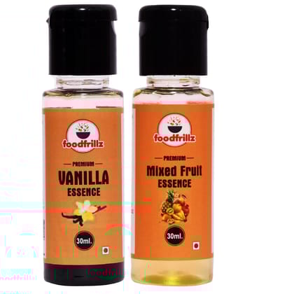 foodfrillz Vanilla and Mixed Fruit Food Flavor Essence Combo Pack (30 ml x 2)