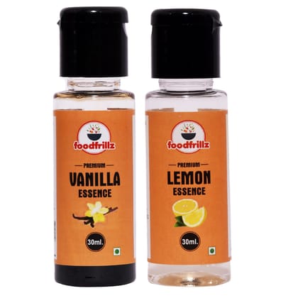 foodfrillz Vanilla & Lemon Flavour Food Essence, Pack of 2, 60 ml