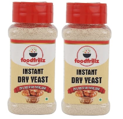 foodfrillz Instant Dry Yeast, 200 GMS (100 g x  2) Active Dry Yeast for Baking, Making breads, Pizza Base, Raising Dough and Wine