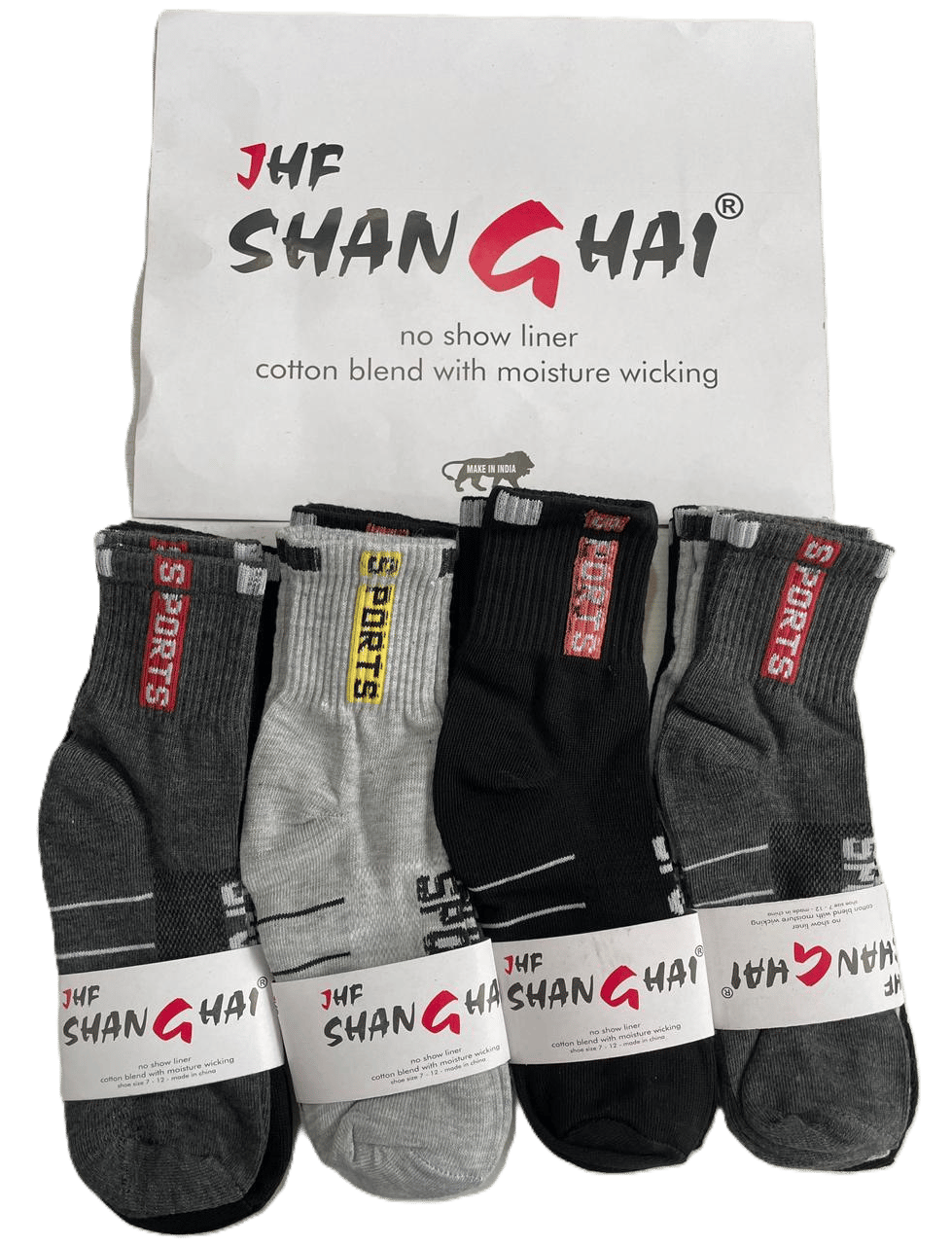 JHF Shanghai Sports Ankle Socks – Soft Cotton, Breathable & Moisture Control (Pack of 4)