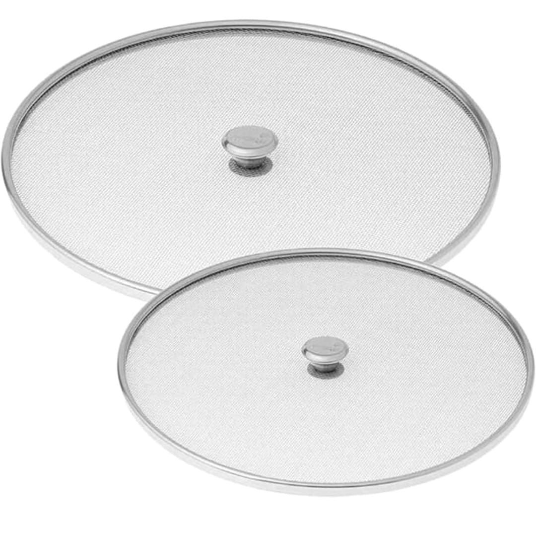 Mii Art Steel Stainless Net Cover Jali| pack of 2 Pcs Milk Net Lids/Tope/Chiba | Suitable For Pots/Pan/Kadhai/Bowls | Strong & sturdy Handle | Multipurpose Lid.
